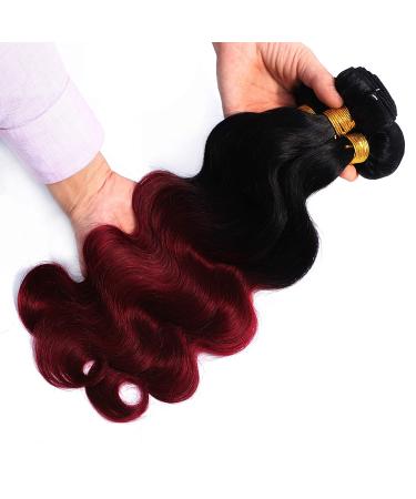 Kapelli 10A Ombre Brazilian Body Wave Hair Bundles | T1B99J 12 14 16 Inches - Virgin Remy Human Hair - Buy Online on GoSupps.com