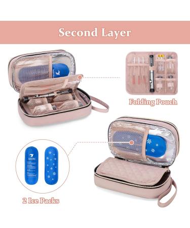 YARWO Insulin Cooler Travel Case with 2 Ice Packs Double-Layer Diabetic Insulated Organizer Portable Medication Bag for Insulin Pens Glucometer and Diabetes Care Kits Dusty Rose (Patented Design) - Buy Online on GoSupps.com