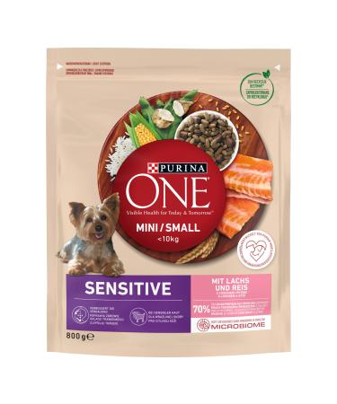 PURINA ONE Mini/Small Delicate Dry Food for Small Dogs Rich in Salmon and Rice 8 x 800 g Cans