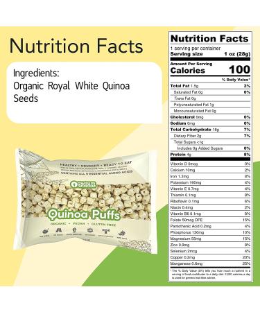 Awsum Snacks Organic Quinoa Puffs 1oz (12 bags) - High Protein, Vegan & Gluten Free - Diabetic-Friendly & Keto-Friendly - Buy Online on GoSupps.com