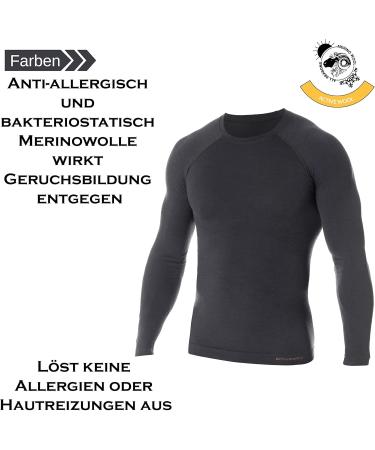 Brubeck Men's Long Arm Functional Shirt - Breathable Thermo Sport Underwear | Merino Wool | Fitness | LS12820 XL Dark Gray - Buy Online on GoSupps.com
