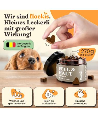 Flockis 90 Snacks for Itchy Dogs | Healthy Skin & Shiny Fur with Algae Green Lipped Shell Vitamin A Zinc & Zichoric Root No Salmon Oil - Buy Online on GoSupps.com