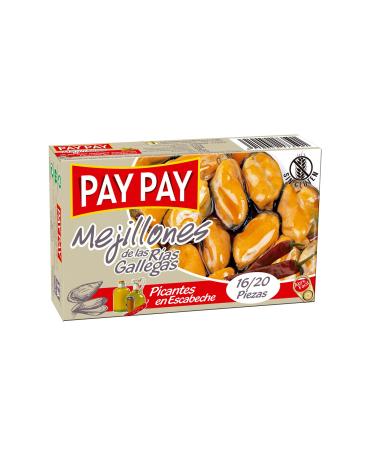 Pack of 10 boxes of spicy mussels in escabeche from the Pay Pay brand