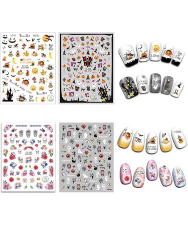 EBANKU 1500+ Patterns Halloween Nail Art Stickers 3D Self-Adhesive Pumpkins Skull Ghosts Bats Nails Art Design for Women Girl Halloween Party Supply Fingernails Decorations - Buy Online on GoSupps.com