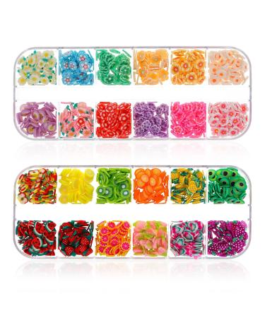 simarro 2 Boxes Fruit Slices Nail Art Slices Polymer Clay Slice Nail 3D Slice Colorful Art Supplies for Slime Crafts Nail Art Decorations Lip Gloss Making DIY Supplies