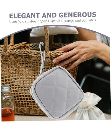 GLEAVI Mini Makeup Kit & Period Pouch - Portable Storage Bag for Women - Pu Grey Leather - 13x13cm - Buy Online on GoSupps.com