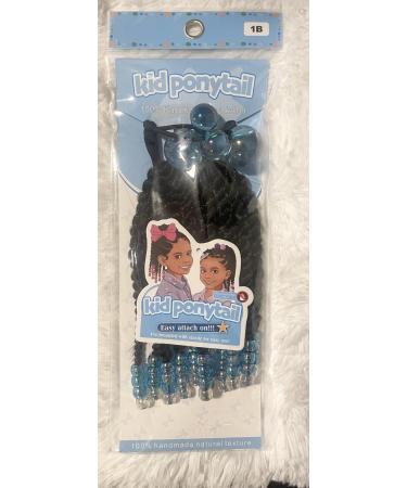 Kids Braided Ponytail with Beads and Double Bubbles 8" (Clear Baby Blue and Silver/Reflective) Clear Baby Blue and Silver/ Reflective