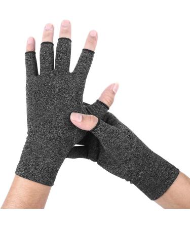 Buy Copper Compression Arthritis Gloves | Best Copper Infused Support for Hands - Fingerless for Men & Women | Medium Grey - Buy Online on GoSupps.com