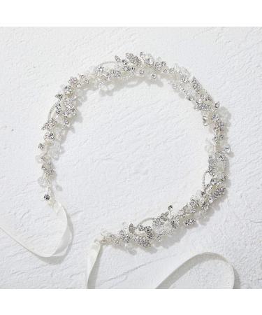 SWEETV Silver Wedding Headpiece for Bride - Handmade Bridal Headband with Rhinestone Accents - Hair Vine for Women - Buy Online on GoSupps.com