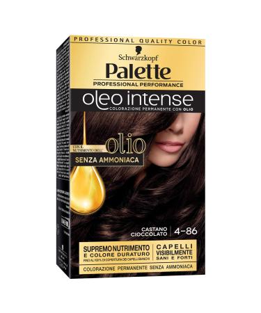 Schwarzkopf Schwarzkopf Palette Oleo Intense Permanent Hair Color Hair Dye Ammonia-Free Coloring Cream Gray Coverage Shade 4-86 Chocolate Brown
