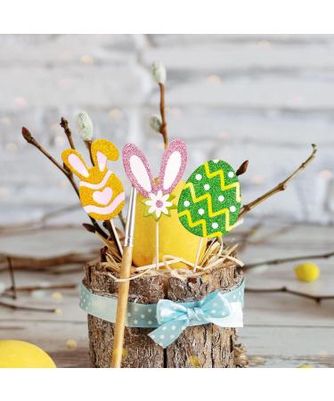 Easter Bunny Ears Cupcake Toppers Glitter Cake Decorations - Buy Online on GoSupps.com