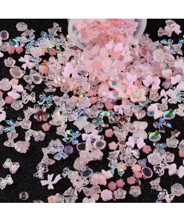 Sinyanail 100pcs Pink Acrylic Nail Charms Mixed AB Rhinestones Crystals for Nail Art DIY - Buy Online on GoSupps.com