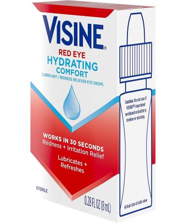 Visine Red Eye Drops 0.28 fl. oz - Hydrating Comfort & Redness Relief - Buy Online on GoSupps.com