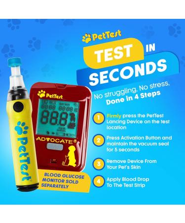 PetTest Genteel Pain-Free Lancing Device for Dogs & Cats - Easy Blood Sugar Monitoring with Sterile Lancets & Tips - 2024 Model - Buy Online on GoSupps.com