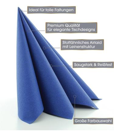 Prime Guest Napkin Blue | Premium Airlaid Napkins for Weddings & Celebrations | 50 Pack | Luxurious Fabric-Like Feel | 40x40 cm - Buy Online on GoSupps.com