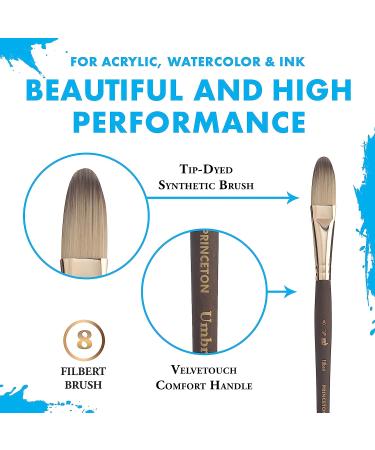 Princeton Umbria Short Handle Synthetic Paint Brush - Filbert 8 | Series 6250 for Watercolor, Acrylic, Oil - Buy Online on GoSupps.com