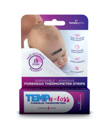 Forehead Thermometer Strips, 6 Pack, Temp-N-Toss