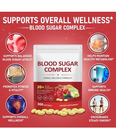 300 Softgels Blood Sugar Complex Supplement | 20+ Active Natural Herbs-Cinnamon Bitter Melon Mulberry Leaf Fenugreek Berberine Vitamins for Energy Level Vitality Support | Clean Ingredients 300 Count (Pack of 1) - Buy Online on GoSupps.com