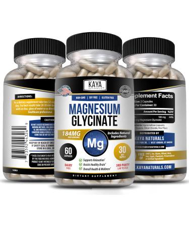 Magnesium Glycinate 184mg Capsules - Chelated for Maximum Absorption - Non-GMO, Gluten-Free - Supports Muscle, Joint, and Heart Health - 60 Veggie Caps - Buy Online on GoSupps.com