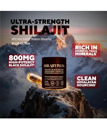 Black SHILAJIT+ for Men 1250mg Ultra Strength Formula with Ashwagandha Tongkat Ali & Turkesterone 80% Fulvic Acid Boosts Energy Vitality Testosterone & Stamina 60 Vegan Capsules - Buy Online on GoSupps.com