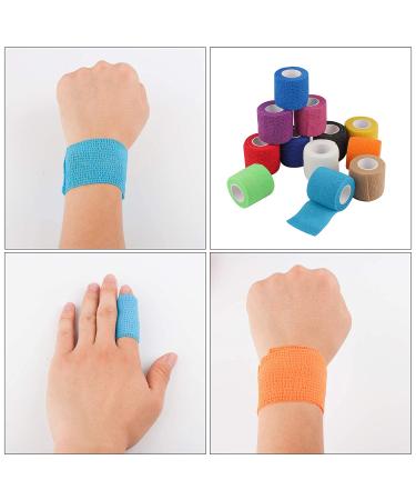 Mooerca 12 Pack Self Adherent Cohesive Wrap Bandages 2 x 5 Yards - Rainbow | Elastic Self Adhesive Tape for Sports Injuries - Wrist, Ankle & First Aid - Buy Online on GoSupps.com