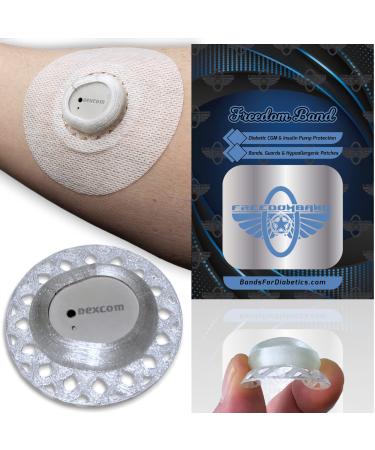 Flexible Guard Sensor Shield for Dexcom G7 Cgm Transmitter + 2 Adhesive Overlay Cover Patches (Crystal)