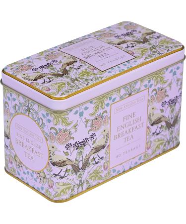 New English Teas Song Thrush and Berries Tea Tin with 40 English Breakfast Teabags (Pink) - Buy Online on GoSupps.com