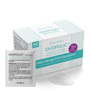 Ovofolic PCOS Supplement for Women - 60 Sachets and Servings Boost Fertility Hormonal Balance and PCOS Support - Myo-Inositol D-Chiro Inositol Active Folate - High Potency PCOS Supplements 60 count (Pack of 1)
