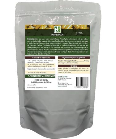 NAKURU | Eucalyptus | Boost Range | Made in France | The Fever Tree! | (500 Capsules of 325mg / Net Weight: 163g) - Buy Online on GoSupps.com