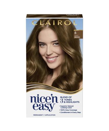 Clairol Nice'n Easy Permanent Hair Dye  6 Light Brown Hair Color  Pack of 1 6 Light Brown 6.26 Fl Oz (Pack of 1)