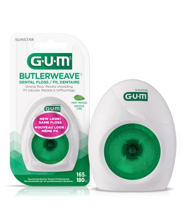 GUM ButlerWeave Dental Floss Mint Waxed 165M 165.00 m (Pack of 1) Mint Waxed