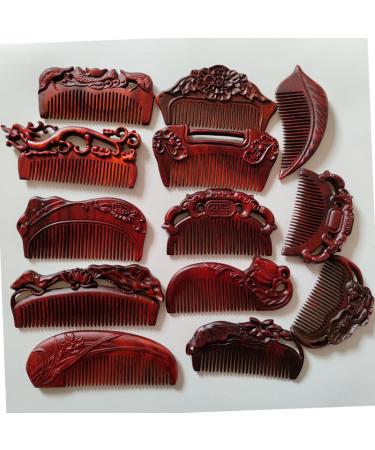 Sandalwood Comb Set - Red Sandalwood Carving Flower Handicraft | 7 Premium Wooden Combs - Unique Gift for Every Occasion - Buy Online on GoSupps.com