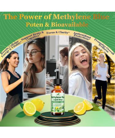 Methylene Blue Supplement Drops Potency 10-in-1 Blue Methylene 1% Pharmaceutical Grade w. VIT C B6 B12 Cacao Beet PS Theanine Ultimate Brain Support for Human Cognitive Cellular & Mitochondrial Lemon 2 Fl Oz (Pack of 1) - Buy Online on GoSupps.com