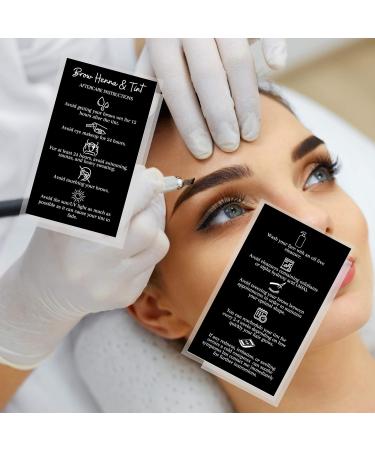 Brow Henna & Tint Aftercare Instruction Cards - 50 Pack | Printed 2x3.5 Business Card Size | DIY Supplies for At-Home Tinting | Black & White Icon Design - Buy Online on GoSupps.com