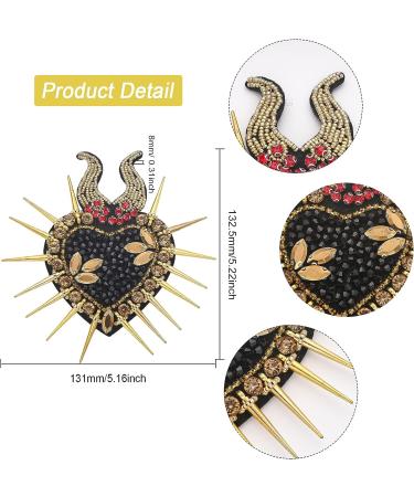 CHGCRAFT 2 Pcs Embroidery Beaded Rhinestone Heart Patches - Punk Style Sew on Patches for Clothing Repair - Gold Sequin Paillette - Buy Online on GoSupps.com