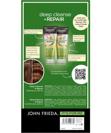 John Frieda Deep Cleanse & Repair Set Shampoo 250 ml & Conditioner 250 ml Hair type: damaged damaged Immediate care & regeneration With nourishing avocado - Buy Online on GoSupps.com