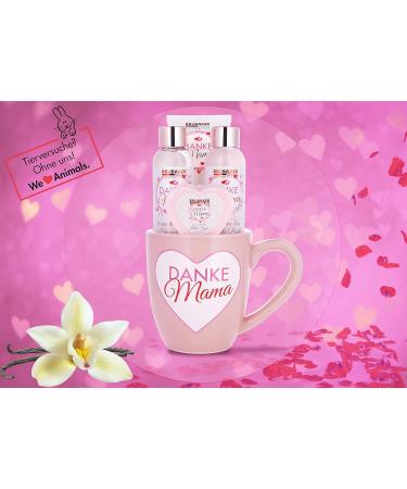 Brubaker Cosmetics Thanks Mama 5-Part Bathing & Shower Set - Roses Vanilla Fragrance - Perfect Pink Gift Set for Mother's Day in Heart Decor Cup - Buy Online on GoSupps.com