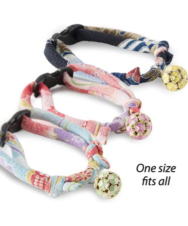 Necoichi Chirimen Cat Collar with Clover Bell Handcrafted in Japan - Pastel Pink, One Size - Buy Online on GoSupps.com