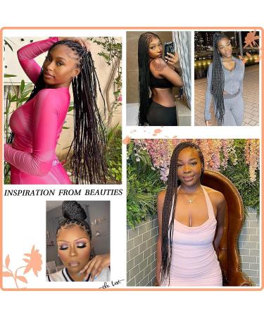 Brinbea 36 HD Lace Front Knotless Box Braided Wig with Baby Hair | Black Synthetic Cornrow Twist Braid Wigs - Buy Online on GoSupps.com