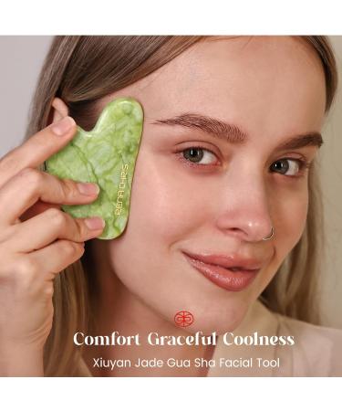 Rena Chris Gua Sha Facial Tools - Natural Jade Stone Massage for Jawline Sculpting & Puffiness Reduction | Mint Green Skin-Care Tool - Buy Online on GoSupps.com