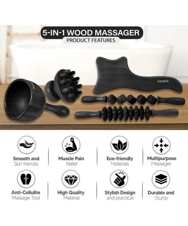 Holz Therapy Massage Tools Kit - Black Lymphatic Drainage Device for Muscle Relaxation & Body Contouring | Anti-Cellulite Maderoterapia Tools - Buy Online on GoSupps.com