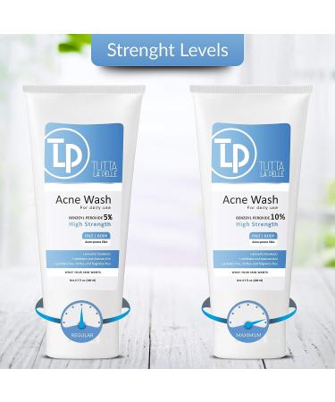 Tutta La Pelle 10% Benzoyl Peroxide Body Wash - Maximum Strength Acne Treatment for Face & Body - 6.7 oz - Buy Online on GoSupps.com