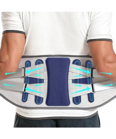Lower back support ladies men men lordless support belts with 4 support struts vertebral sowing decompression Relief from back pain in the waist in Ischias scoliosis and herniated disc (color: Blu XXL Blue