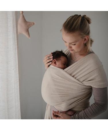Mushie Organic Cotton Baby Wrap Carrier for Newborns 8-35 lbs - Beige Melange - Buy Online on GoSupps.com