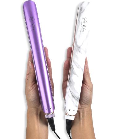 Best 1 Inch Hair Straightener - 2 in 1 Flat Iron & Curler Ceramic Dual Voltage Auto Shut Off White Marble - Salon Quality for Frizz-Free Hair - Buy Online on GoSupps.com