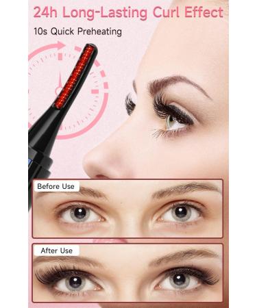 Heated Eyelash Curler - Electric Heated Lash Curler with 4 Temps & LED Display for 24h Long-Lasting Natural Curls - Quick 10s Heat Up - Buy Online on GoSupps.com
