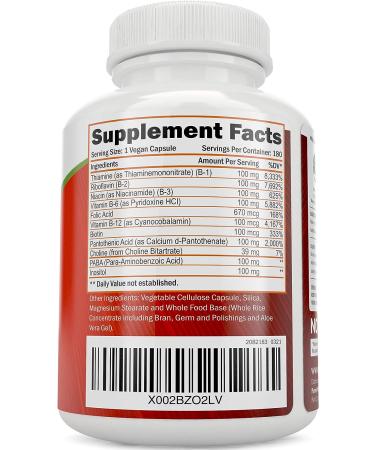 Vitamin B Complex - 8 Super B Vitamins with Choline & Inositol - 180 Vegan Capsules - Made in USA - Buy Online on GoSupps.com