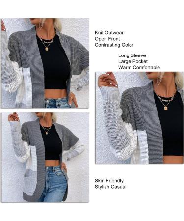 Zudoo Knitted Outerwear | Soft Open Front Long Sleeve Warm Casual Travel Sweater - Gray L for International Shipping - Buy Online on GoSupps.com