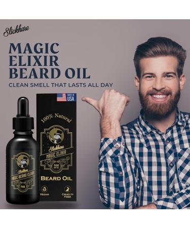 Buy Slickhare Magic Beard Elixir - 100% Natural Organic Beard Oil for Men | Perfect Gifts for Him Dad Boyfriend Husband - Made in USA (1 Fl Oz - Buy Online on GoSupps.com