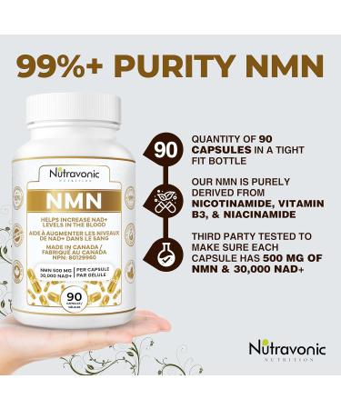 New! Nutravonic NMN Ultra High Purity 500 mg per Capsule - Industry Highest 30 000 NAD + 99% NMN - NAD+ Boost - NMN Nicotinamide Mononucleotide Supplement. Support Celluluar Health. Increase Blood NAD + Levels Cofactor of Cellular Energy Metabolism. Maint - Buy Online on GoSupps.com